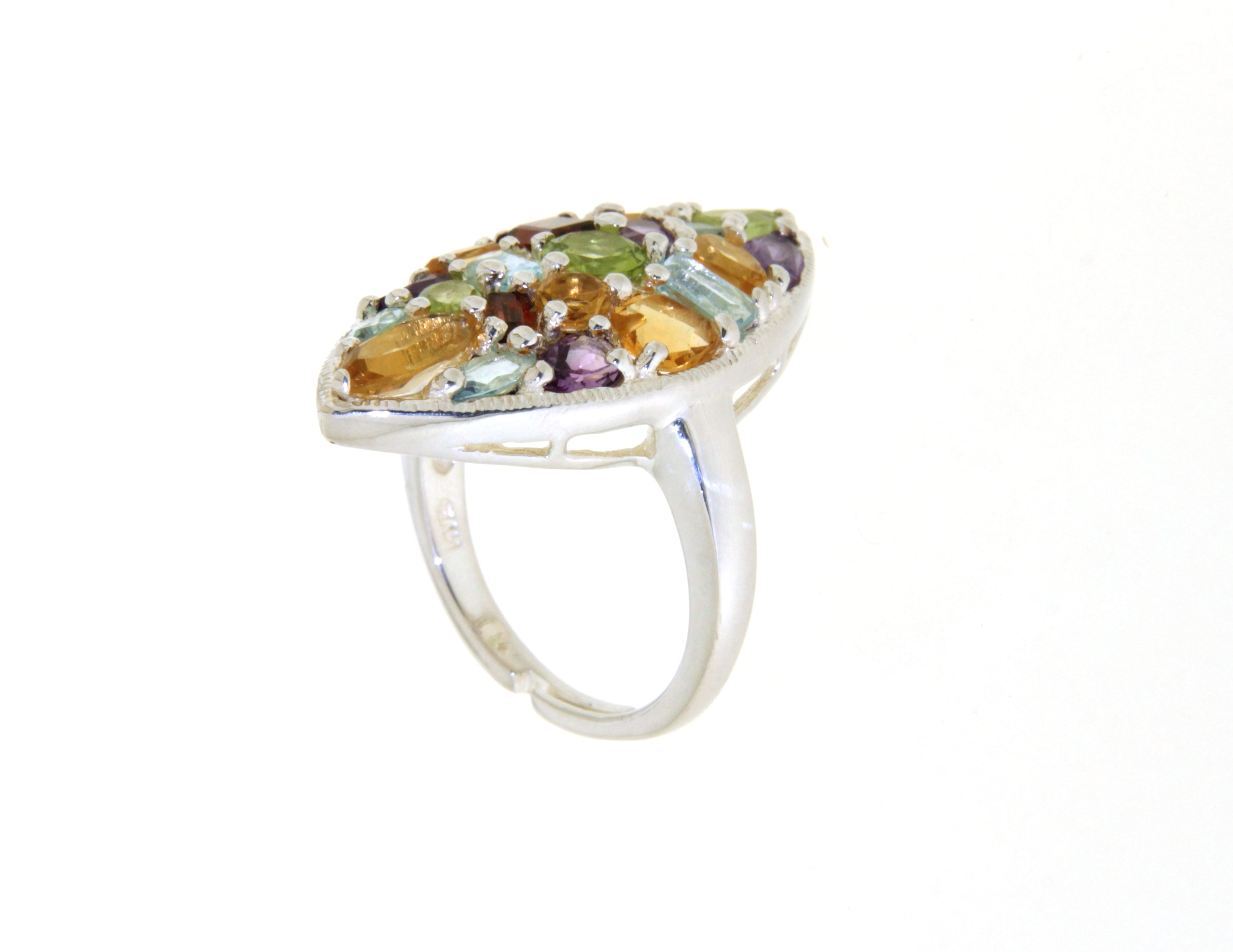  Ring mit buntem Edelsteinmix