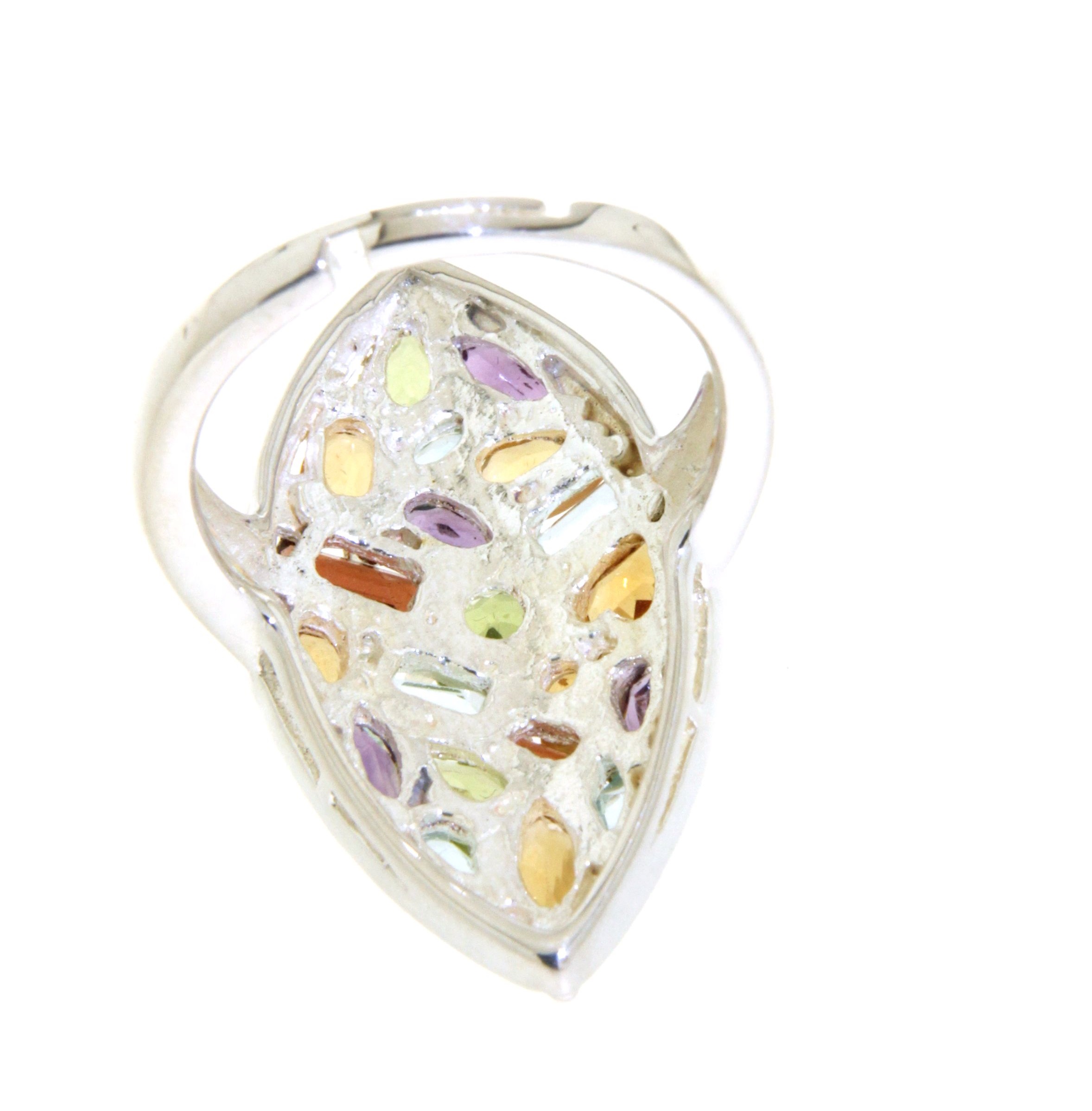  Ring mit buntem Edelsteinmix