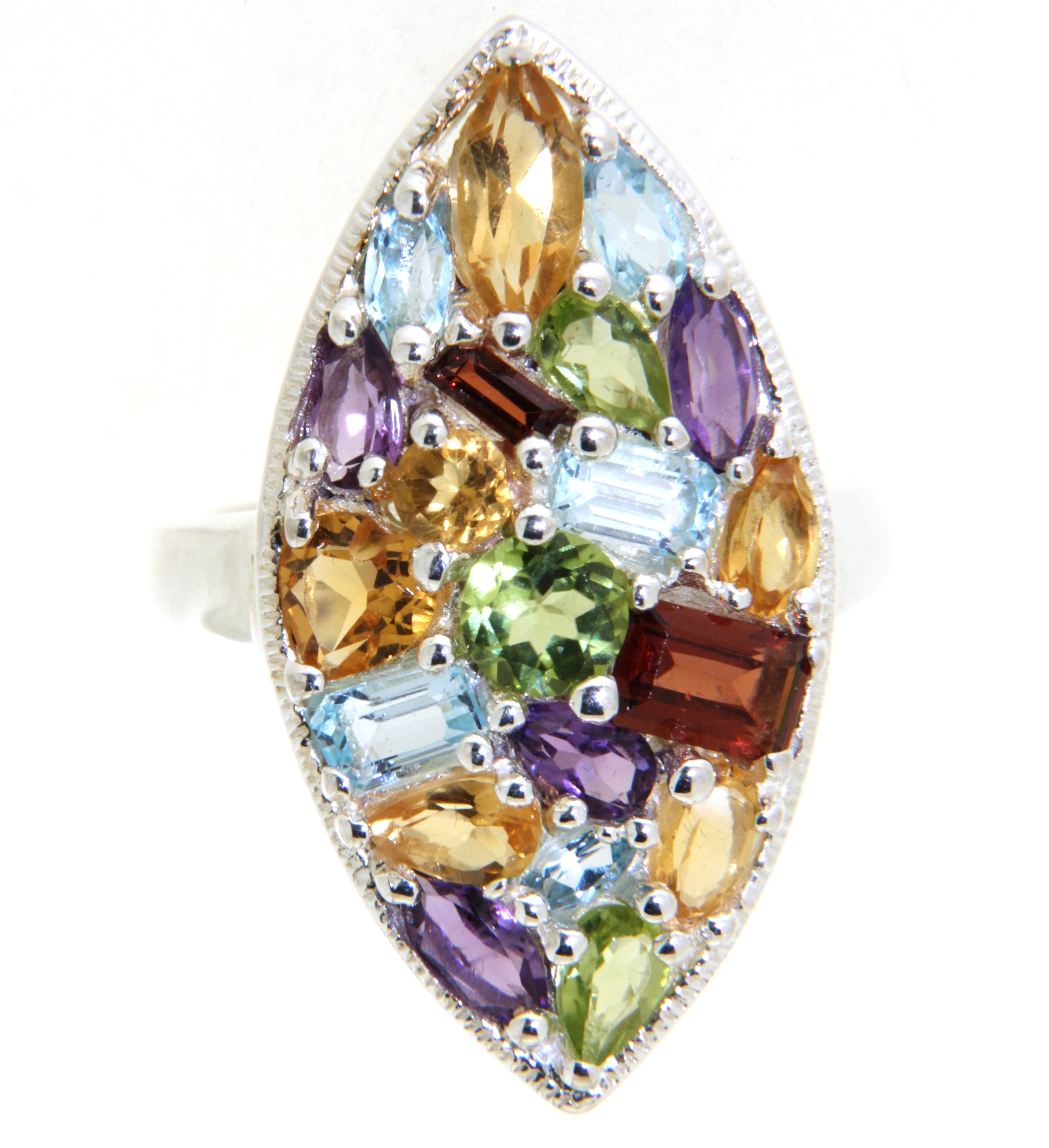  Ring mit buntem Edelsteinmix