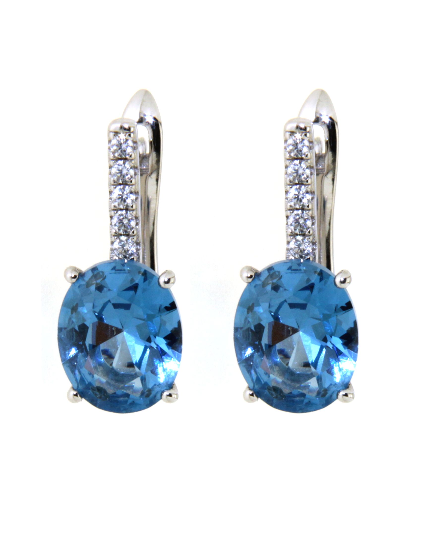 Ohrhänger aus Silber mit blau Topas, Zirkonia 
