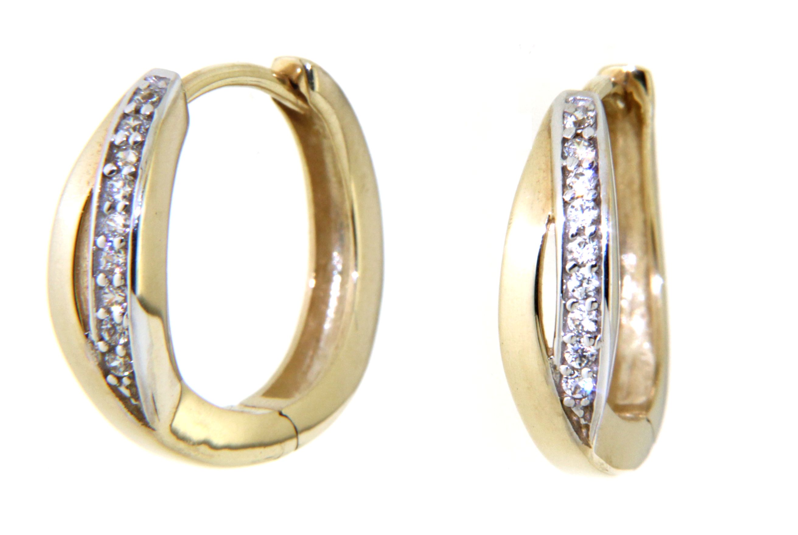 Creolen aus 375 Gelbgold bicolor rhodiniert mit Zirkonia