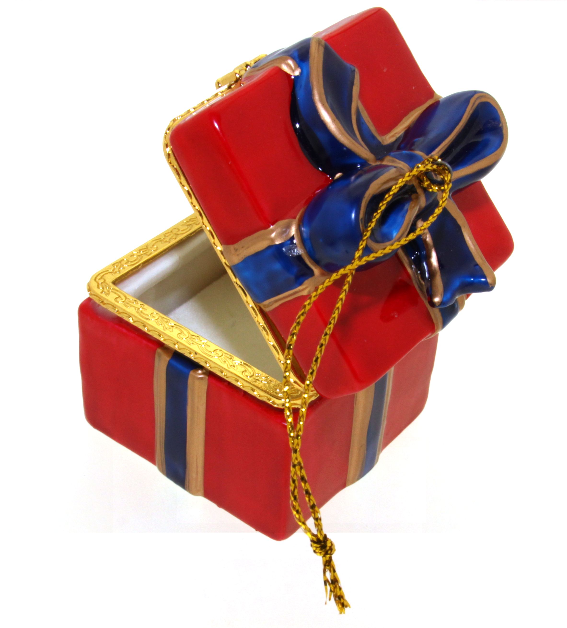 Keramik Geschenkbox mit blauen Schleife