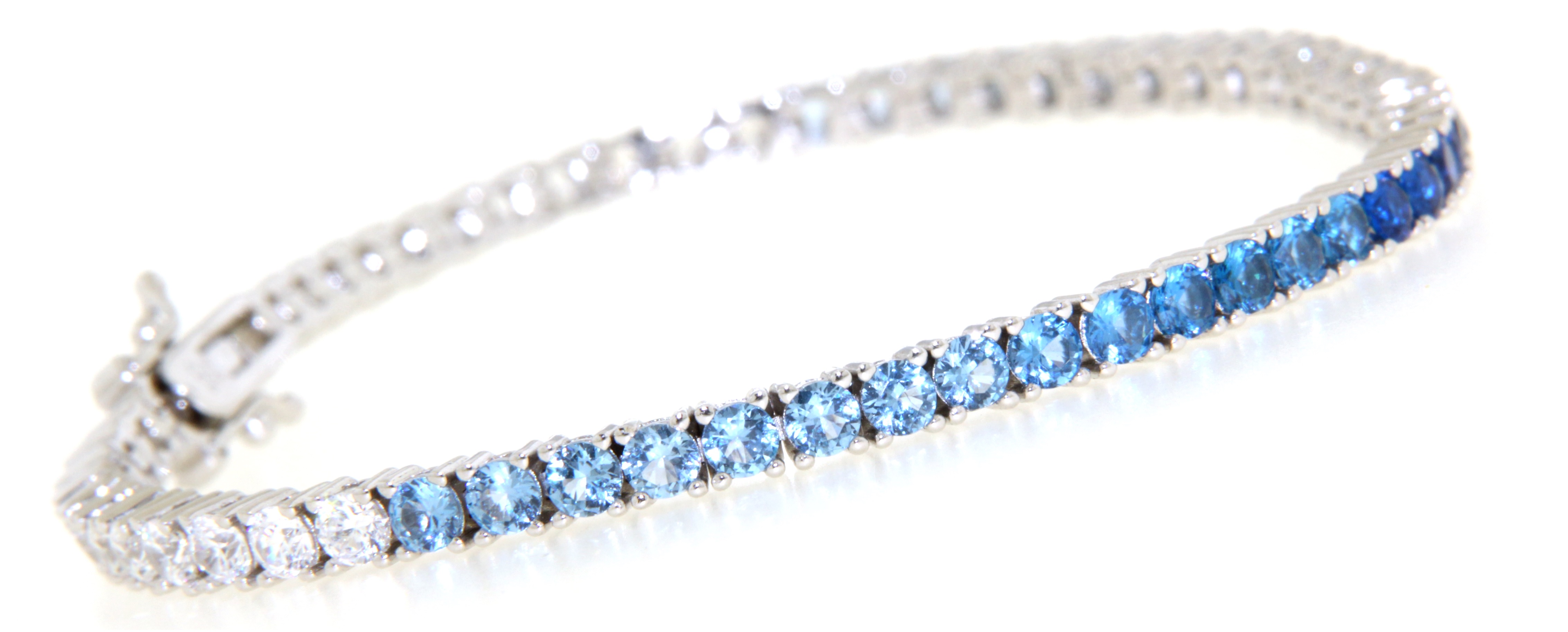  Tennisarmband Silber mit Farbverlauf von blau zu weiß 