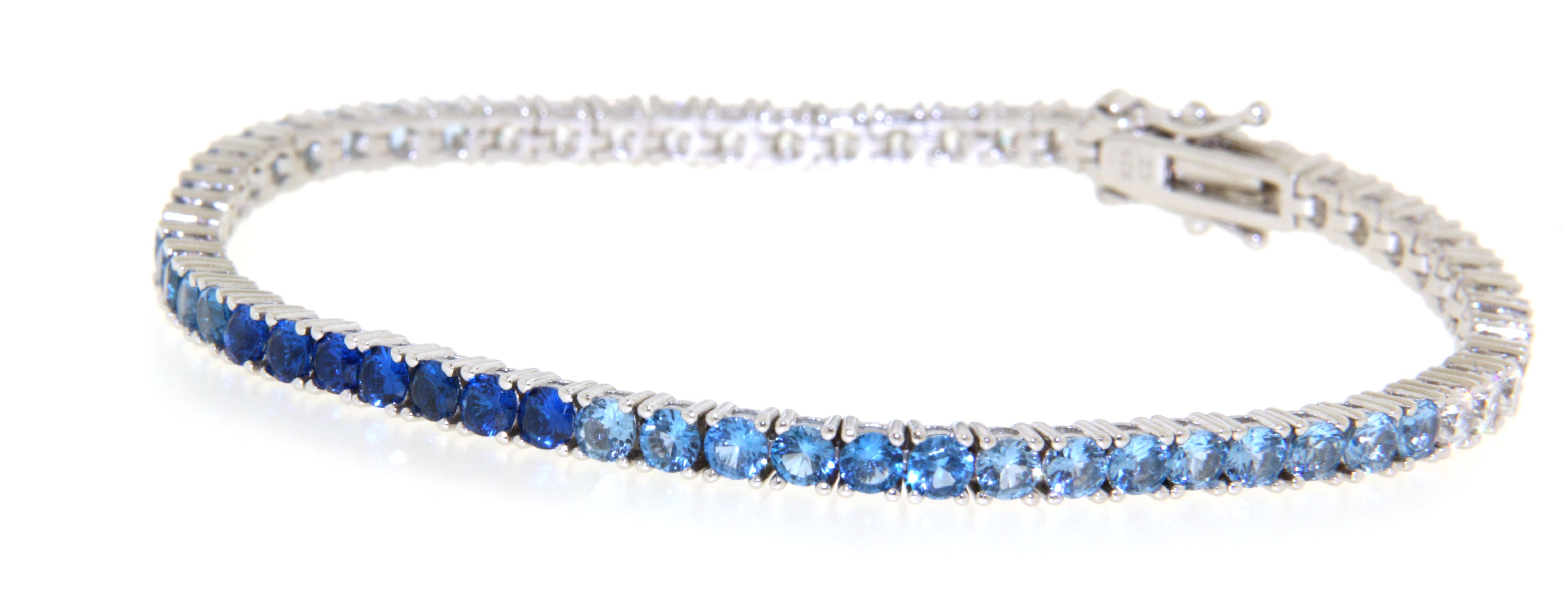  Tennisarmband Silber mit Farbverlauf von blau zu weiß 