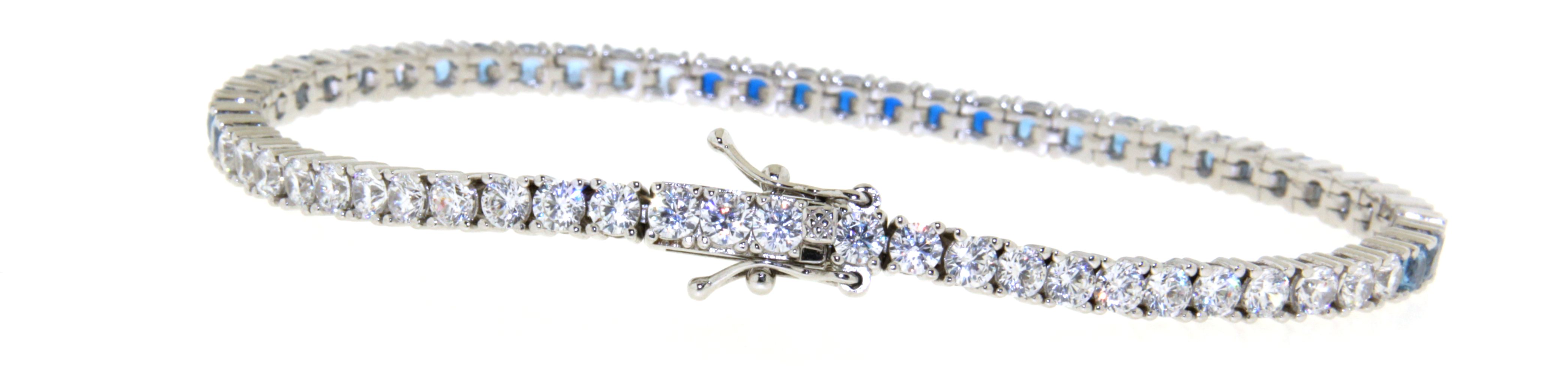  Tennisarmband Silber mit Farbverlauf von blau zu weiß 