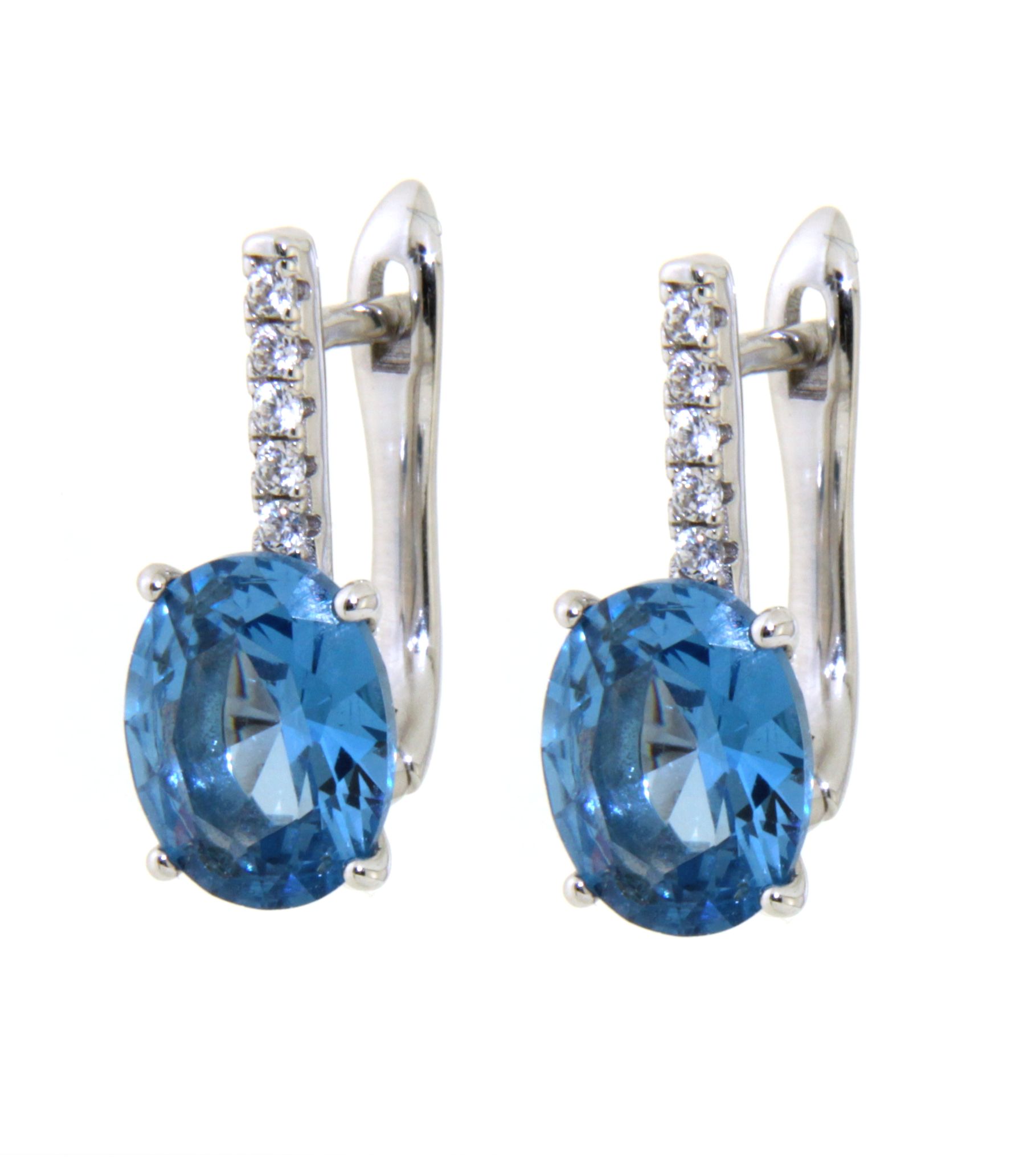 Ohrhänger aus Silber mit blau Topas, Zirkonia 