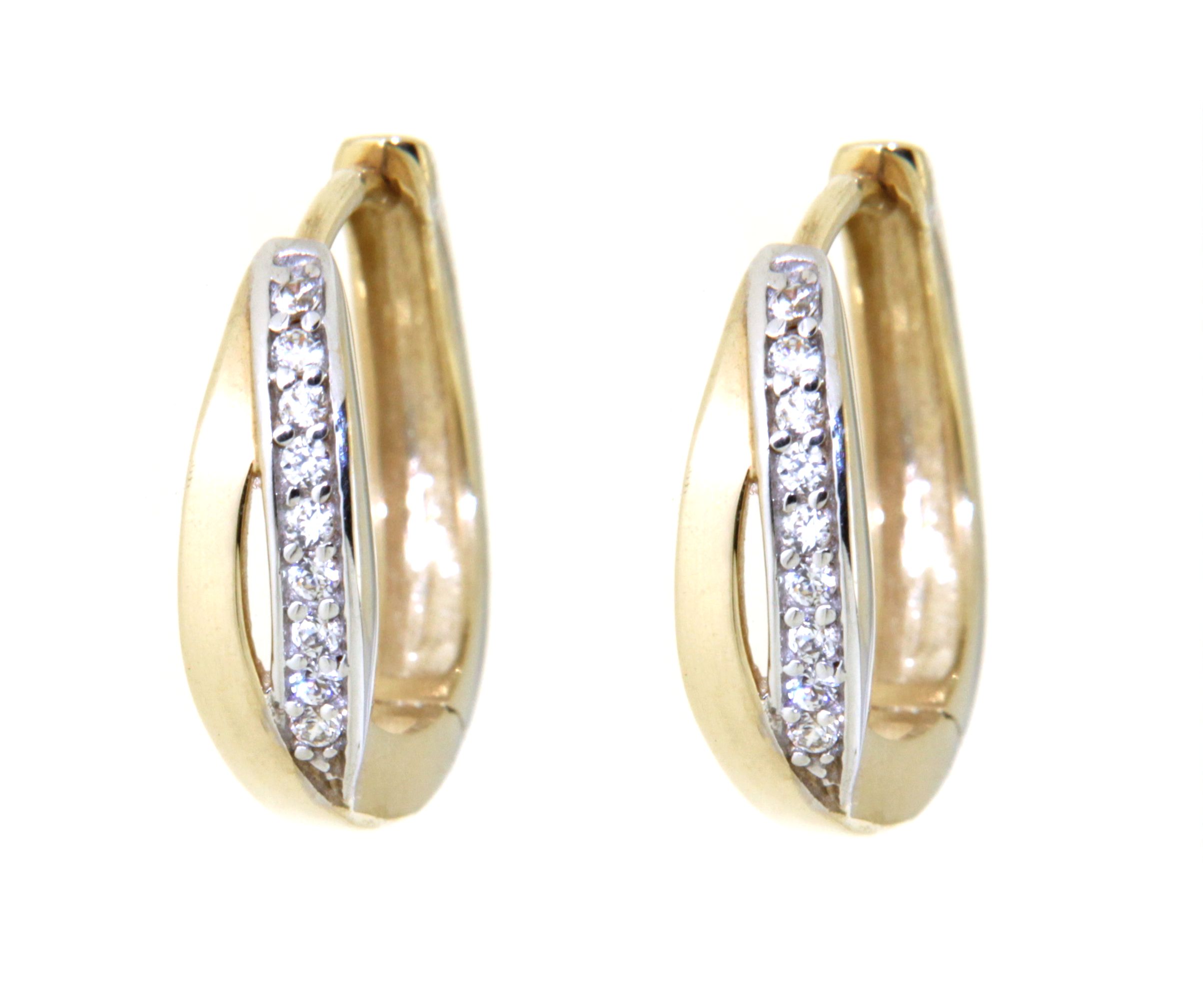 Creolen aus 375 Gelbgold bicolor rhodiniert mit Zirkonia