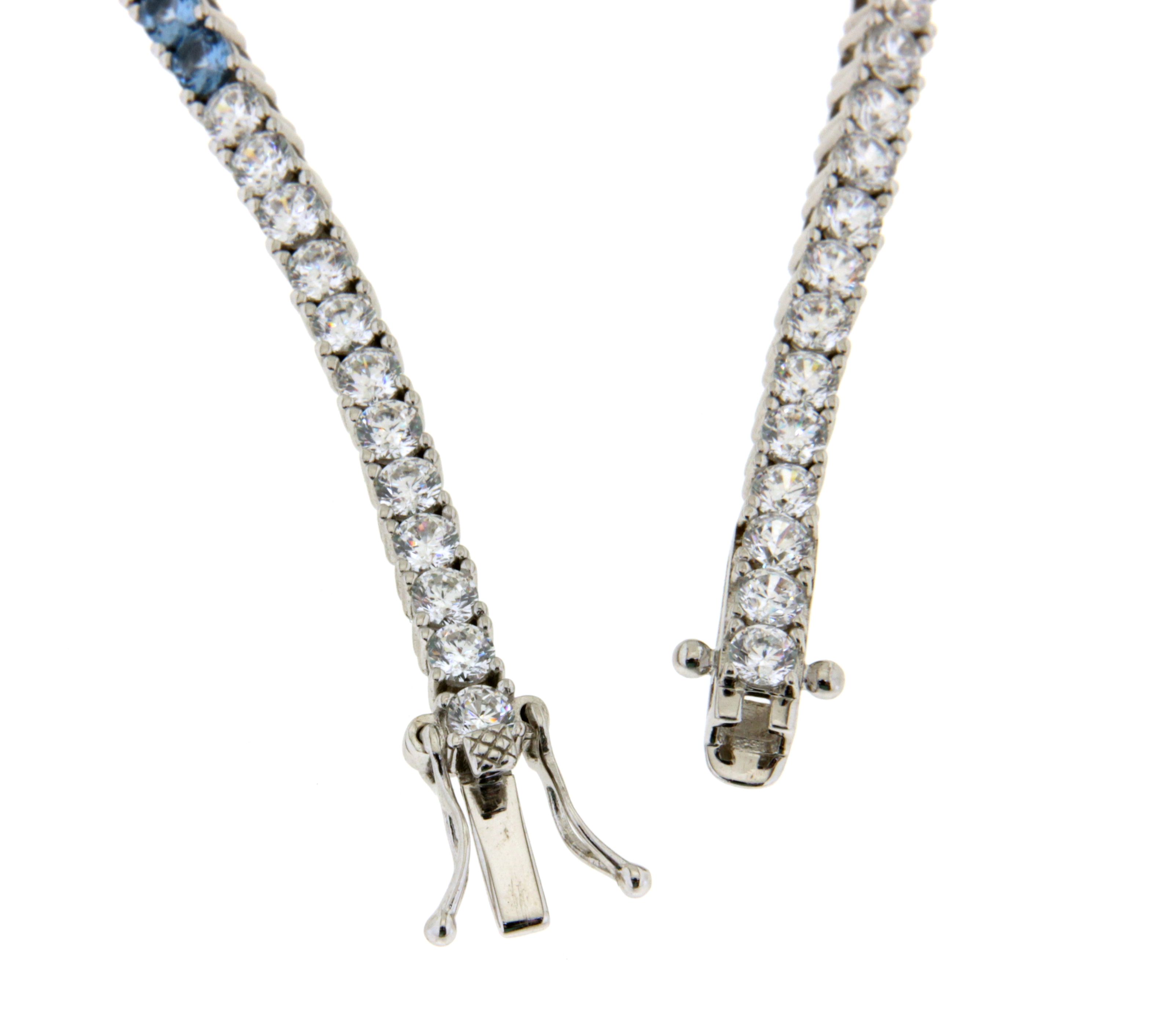  Tennisarmband Silber mit Farbverlauf von blau zu weiß 